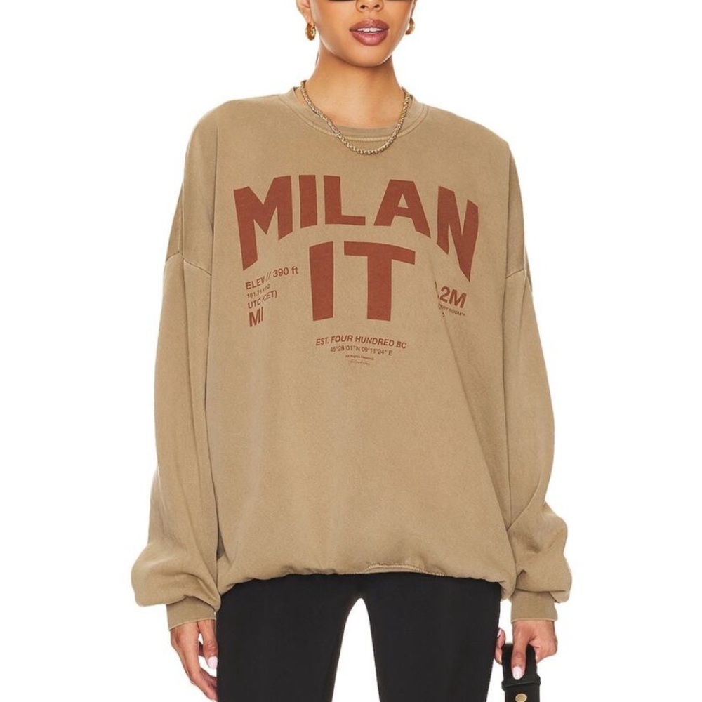 The Laundry Room 'Welcome To Milan' Tan Cotton Sweatshirt Sz S